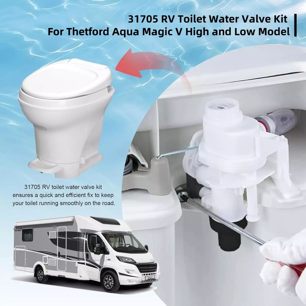 1Pc 31705 RV Toilet Water Valve Kit Replacement Parts For Thetford Aqua-Magic V