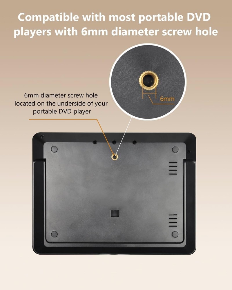 Car Headrest Mounts, Angle Adjustable Dual Screen DVD Player Black