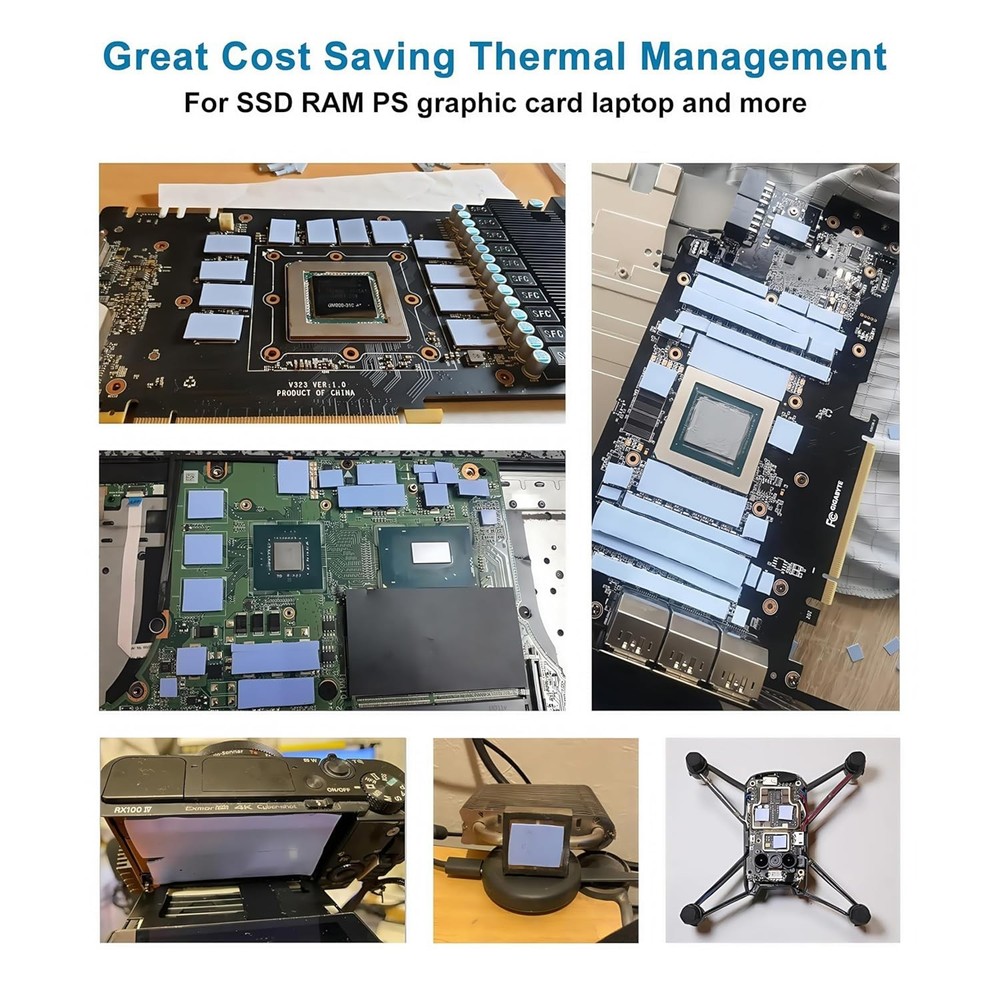 Thermal Conductive Silicone Pads - 6-Piece Set for Electronics Cooling