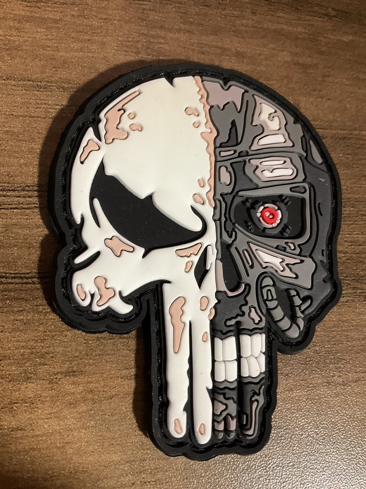 Punisher Terminator Patch Hook Loop Luminous Glow In Dark Morale Patch Rubber