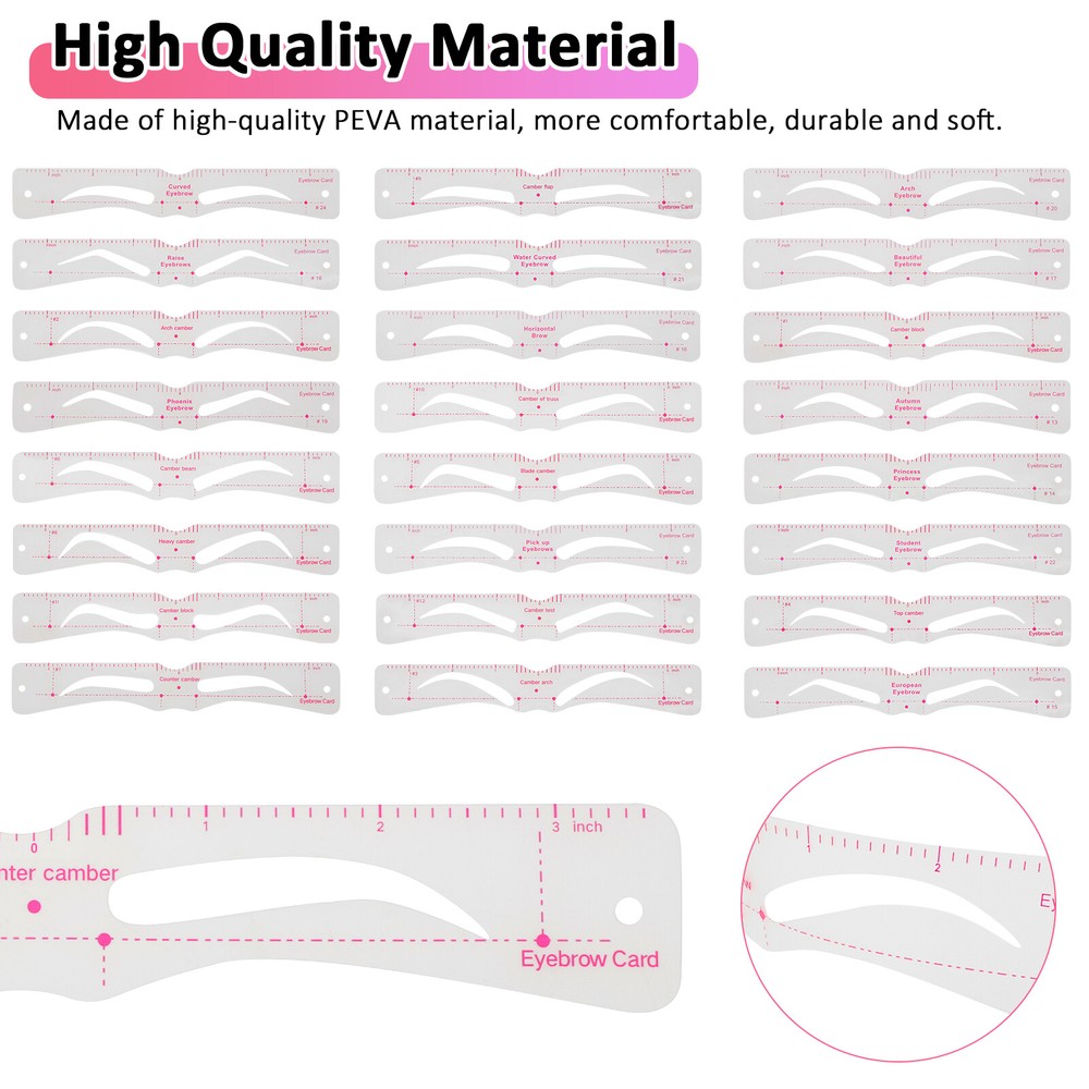 24PCS Eyebrow Shaping Grooming Shaper Stencils Styles Makeup Template Tool Kit