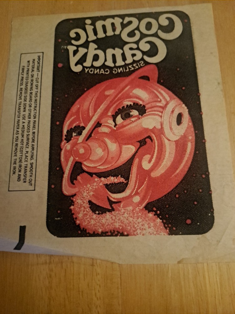 1970's COSMIC CANDY Sizzling Candy 2 IRON-ON TRANSFER PATCH / Wrapper Fire Ball