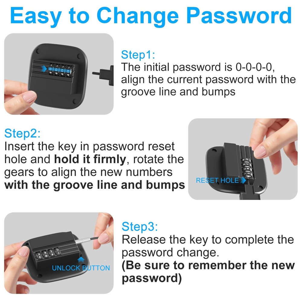 2 Pack Fridge Lock with Combination, No Key Required, Upgrade Large, Black