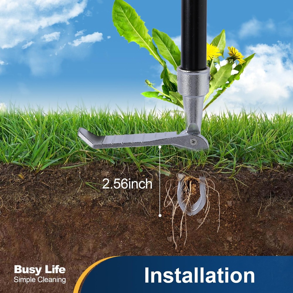 Yocada Weed Puller Tool Stand Up Remover with 4 Claw Steel silver