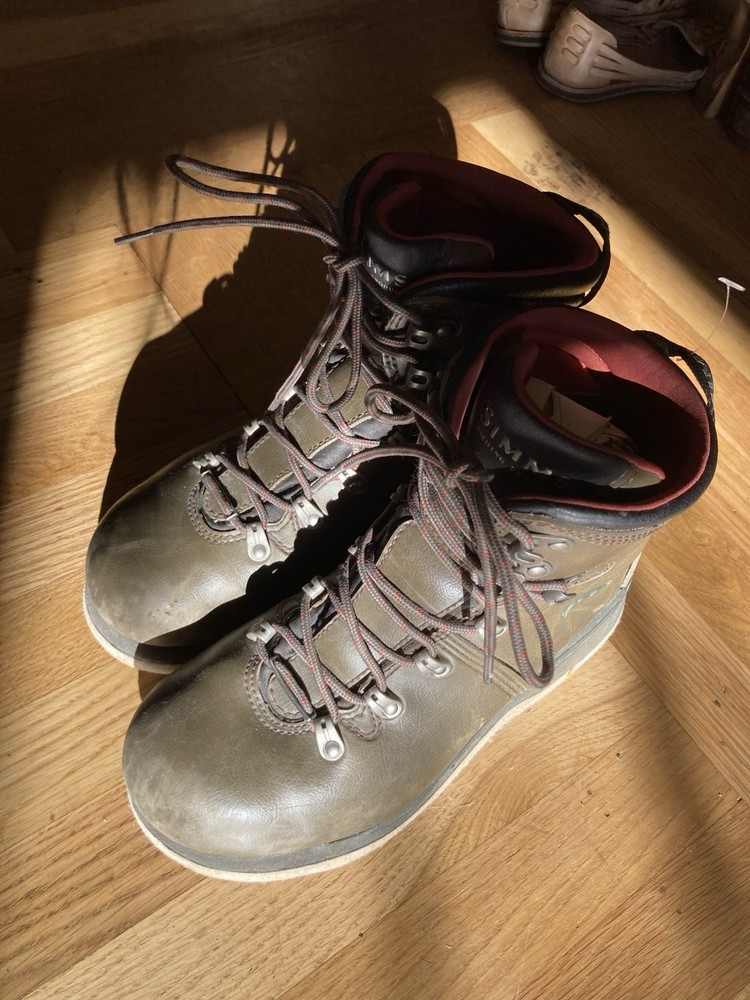 Simms Leather guide Felted Wading Brown Boots Size 7
