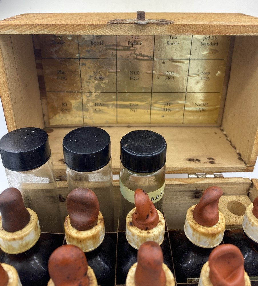Vintage Co. Wooden Box, Water Testing Kit