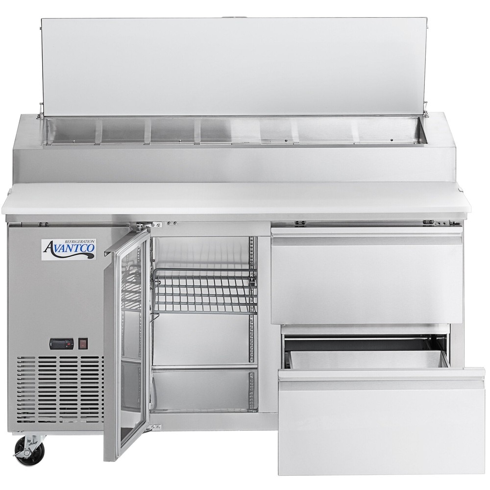 60" 1 Door Refrigerated Pizza Prep Table with Drawer