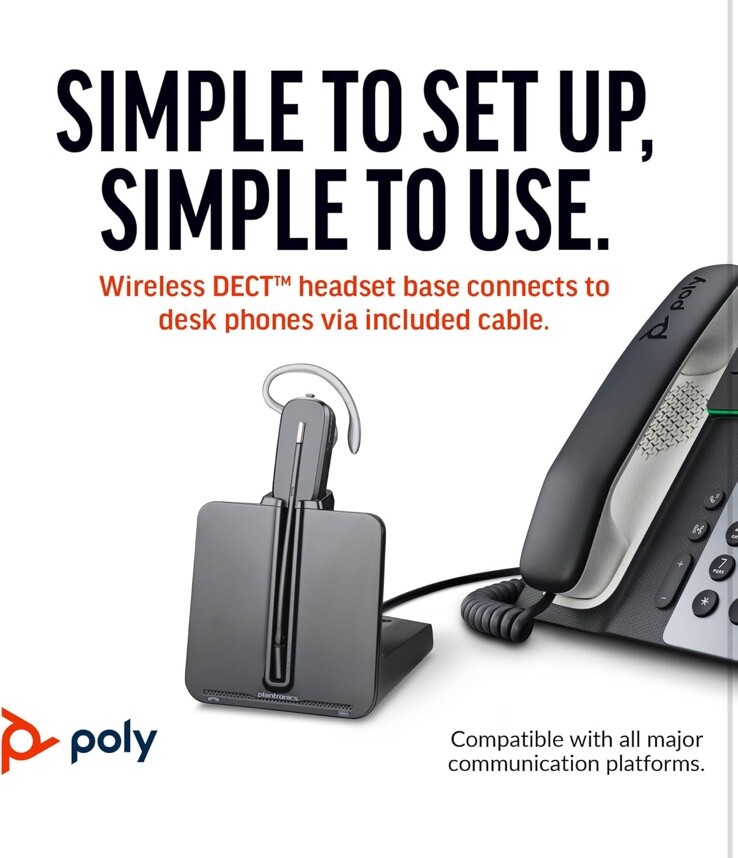 Poly CS540 Wireless DECT Headset (Plantronics) – Single Ear (Mono)
