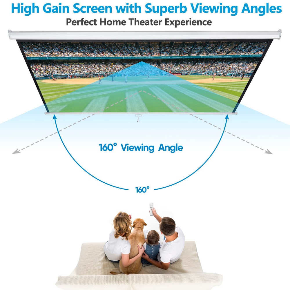Projector Screen Pull Down 80 Inch 16:9 HD Projection Screen