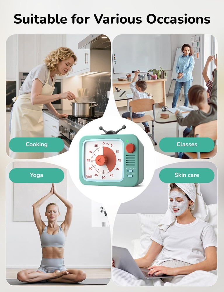 Visual Timer for Kids with Pause Function, 60Minute Countdown Timers for Clas...