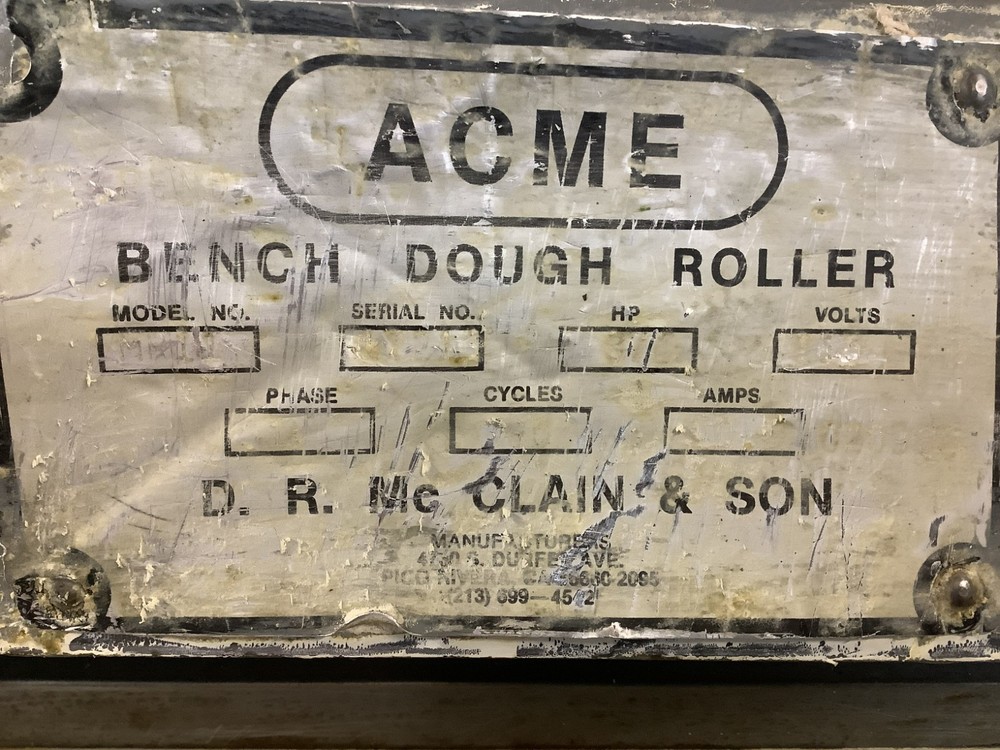 Dough Roller Sheeter Acme MR11 115V 1phTESTED