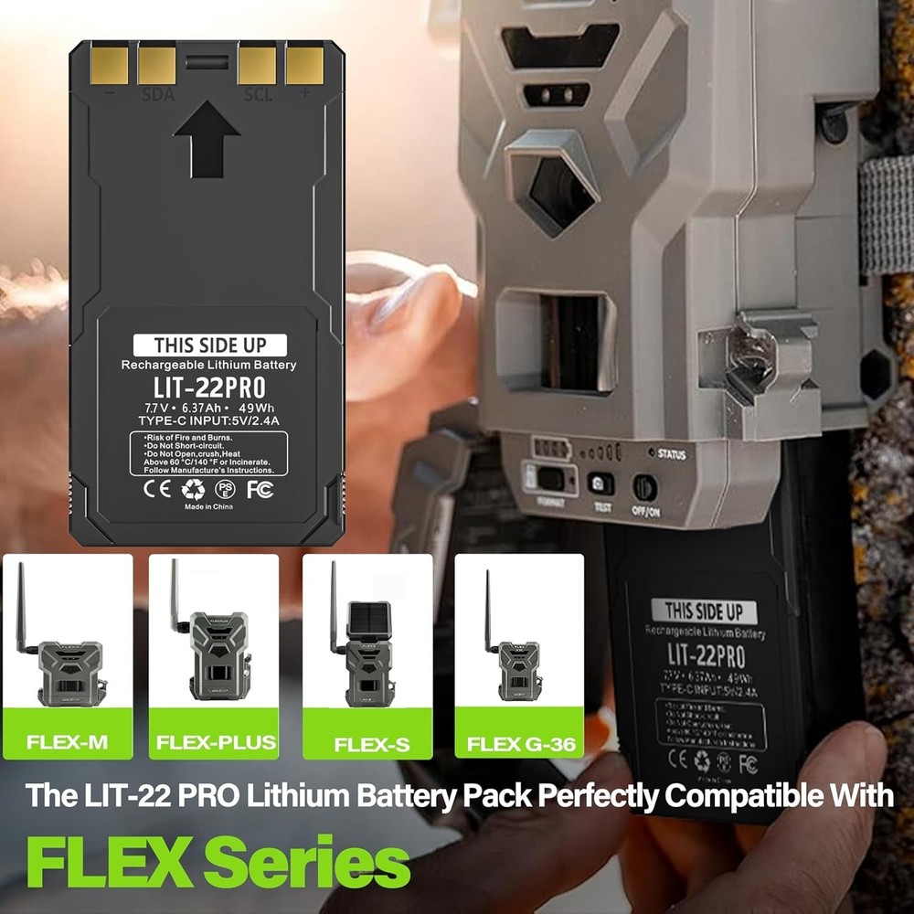 Lit-22 Pro 7000mAh Battery for SPYPOINT Flex-M/Plus Flex-S Cellular Trail Camera