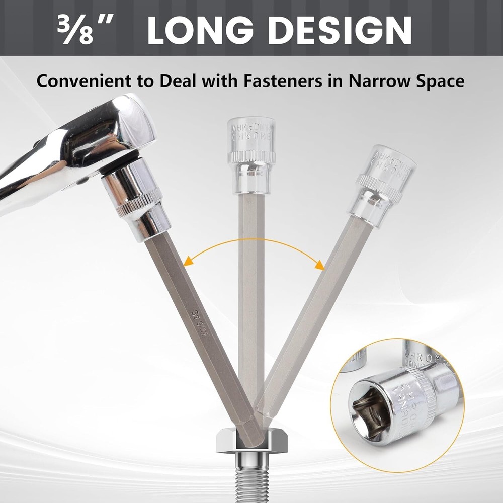 Durable Chrome Vanadium 20PC Allen Hex Bit Socket Set with Protective Case