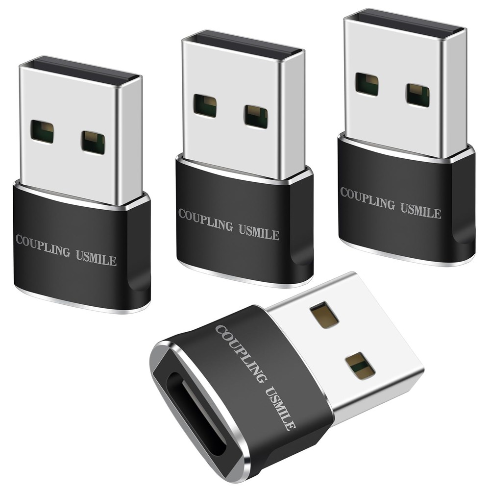 USB to USB-C Adapter 4-Pack Fast Charging Data Transfer OTG Type-C to A Cables