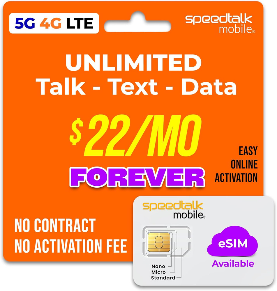 Speedtalk Mobile Pre-Paid Esim and SIM Card Starter Kit – No Contract Wireless $