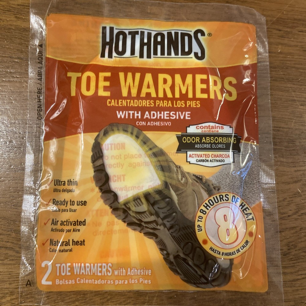 1 Pack (HOTHANDS) Toe Warmers (2 per pack) With Adhesive 8 Hour Duration NEW