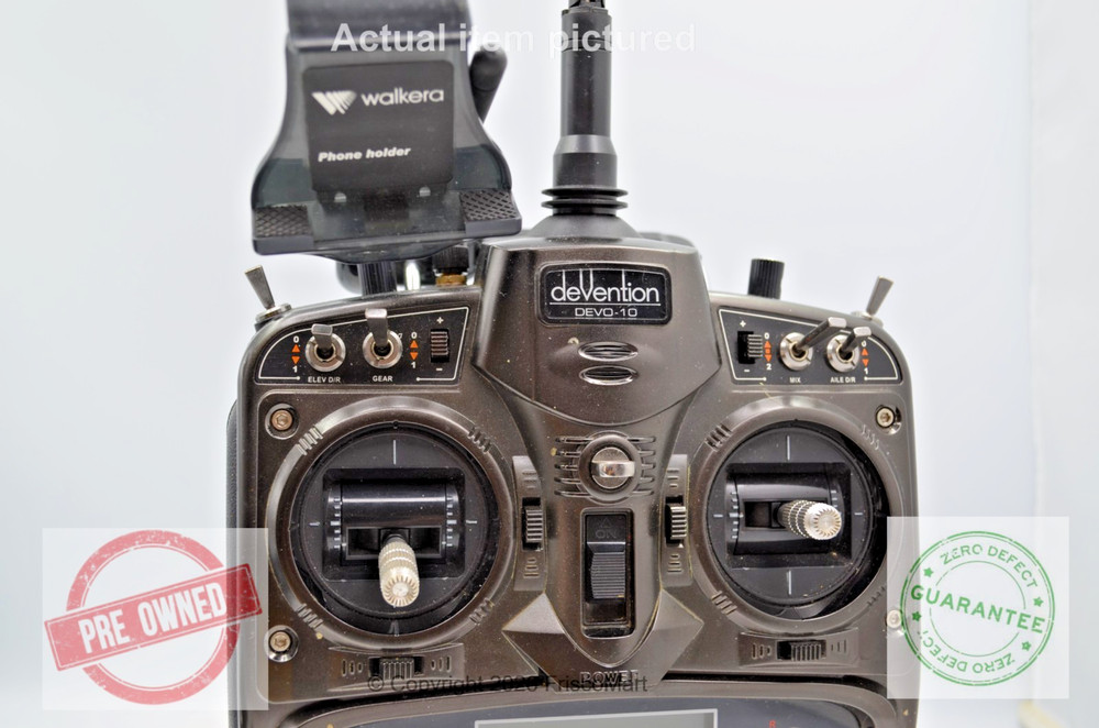 Walkera Devo 10 RC Controller. with Phone Holder Adapter, Aux4 Antenna installed