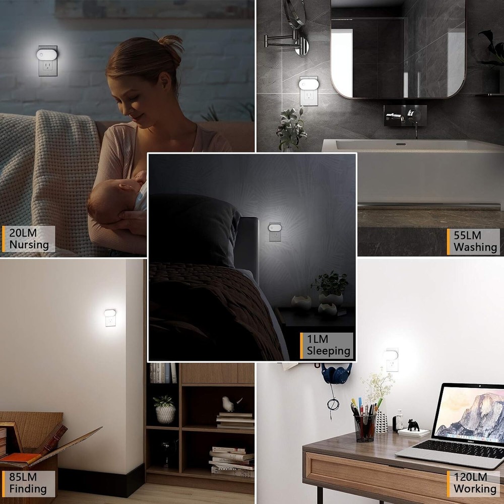 Versatile LED Nightlight with Motion Detection - 6 Pack for Home Safety
