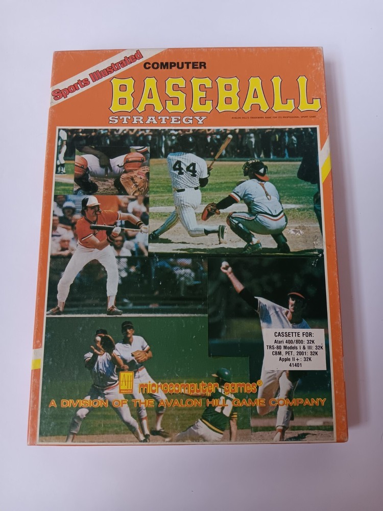 Avalon Hill Computer Baseball Strategy Game Cassette For Atari TRS80 Pet Apple