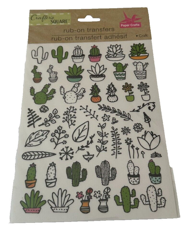 Crafter’s Square Rub on Transfer Cactus NEW