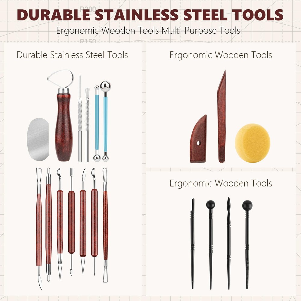 23pcs Clay Tools Sculpting Ceramic & Pottery Modeling Tool Ceramics Tools Set Po