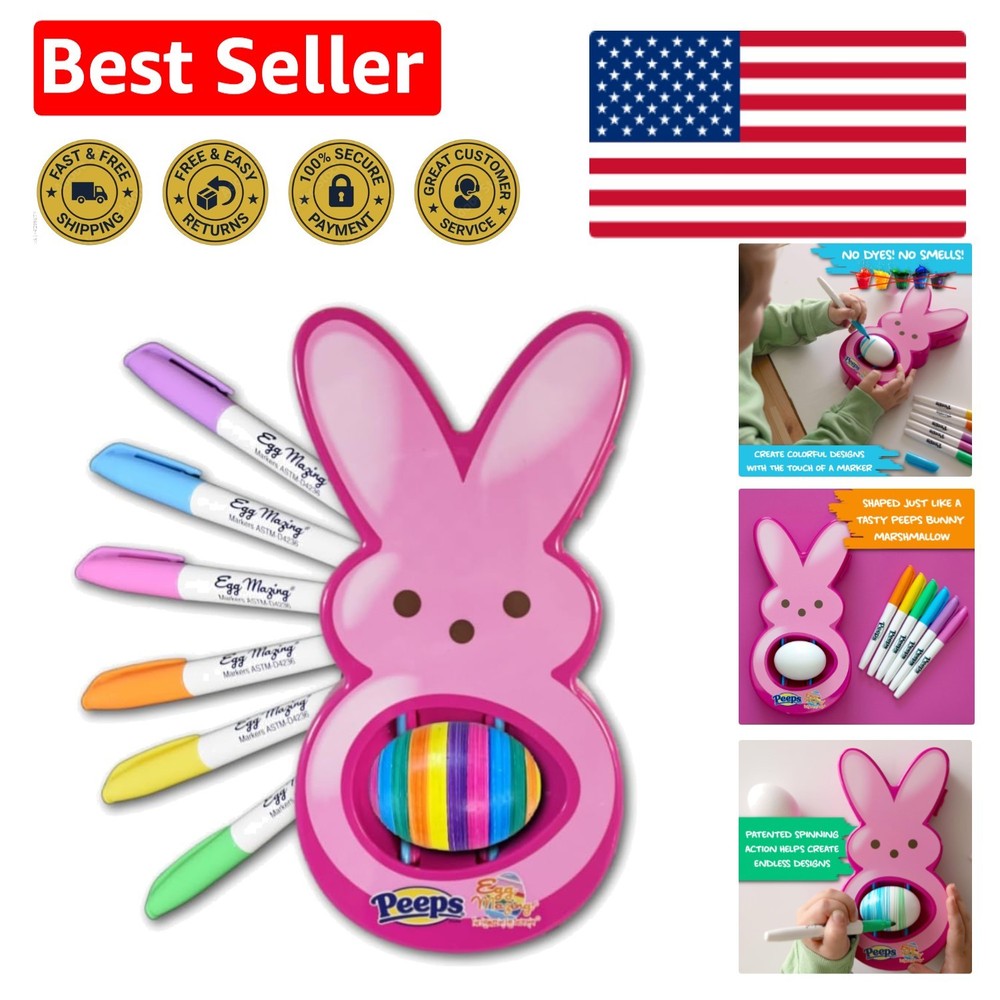 Creative Egg Decorating Experience: Peeps Bunny Kit with 8 Non-Toxic Markers