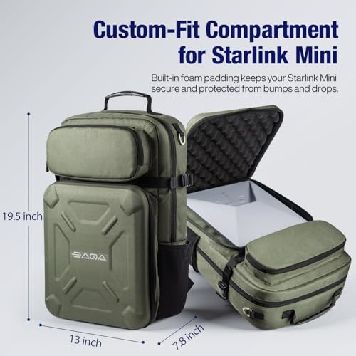 Starlink Mini Backpack with Padded Storage, Large Capacity Star link Mini GREEN