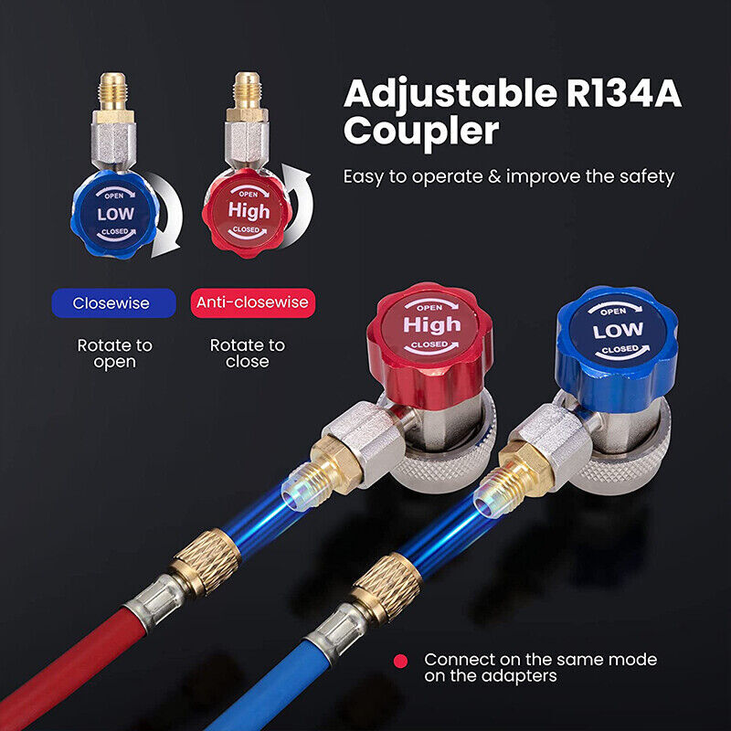 AC High Low Side Quick Connector Adapter Fitting Coupler Kit For Car AC 1/4" SAE