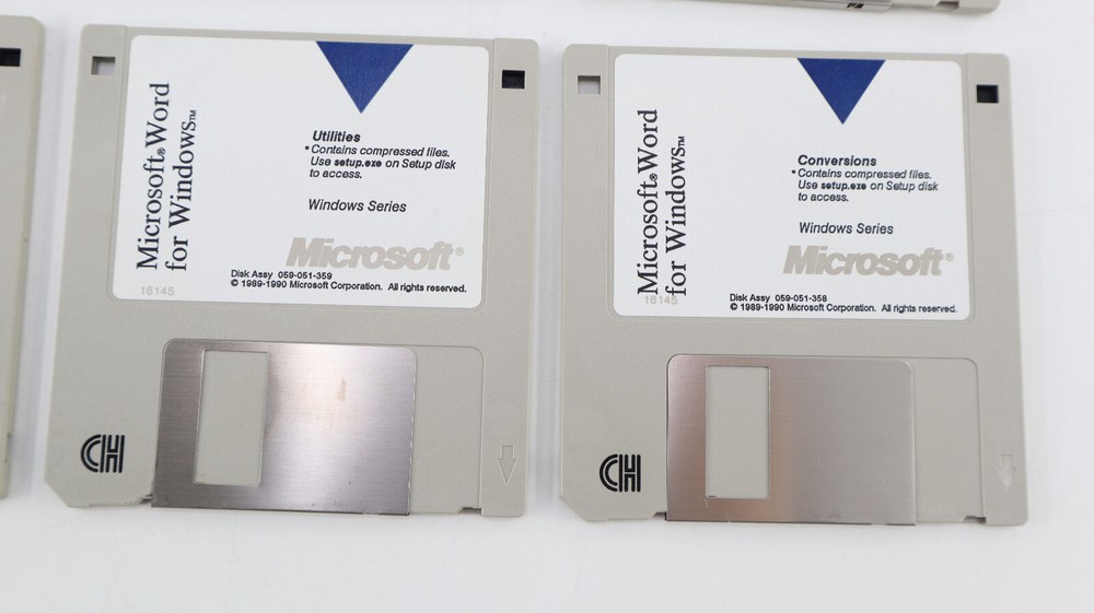 Microsoft Word for Windows, Paintbrush, Mouse Setup Disk Lot 3.5" Floppy 1990