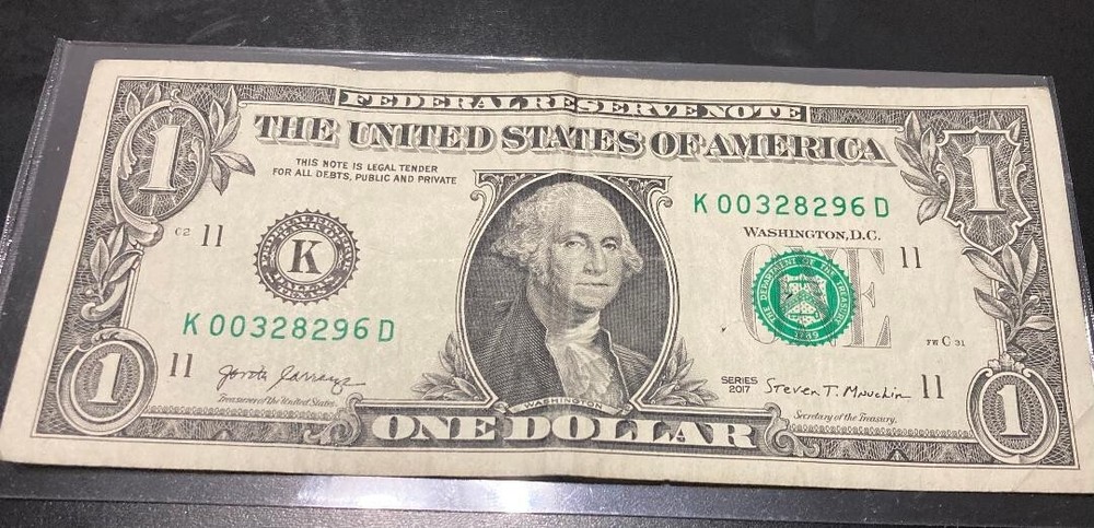 2017 Error $1 Dollar note Misaligned Serial Number High 6