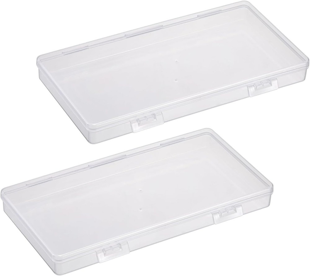 2 Pack Plastic Cash Box Clear Currency Tray Rectangular Cash Storage Holder