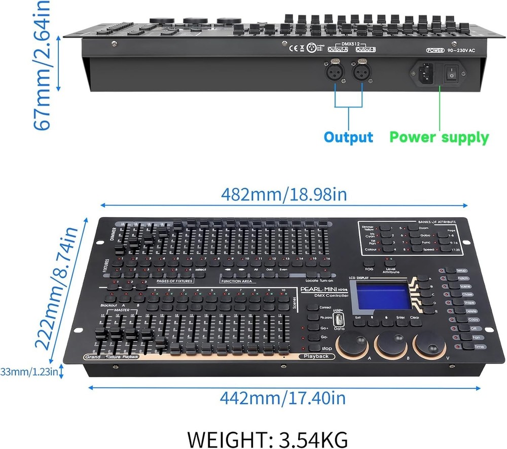 Compact Stage Lighting Controller - 1024 Channels, 60 Scenes & Real-Time Control