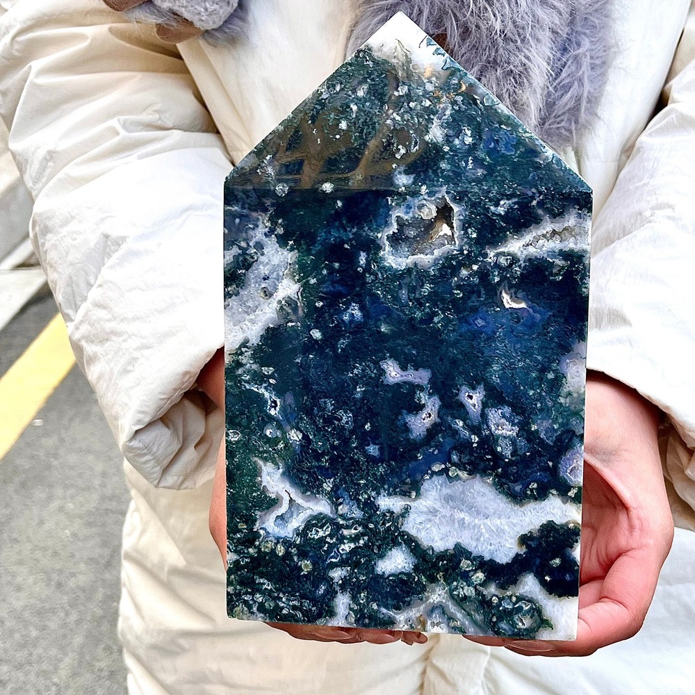 3.63LB Water grass agate wide column obelisk sample column
