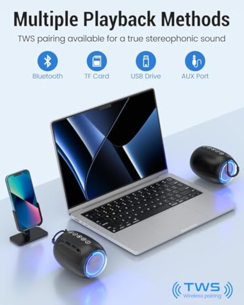 Portable Bluetooth Speaker with 3.5mm AUX Input, AUX Line-in Speaker for PC