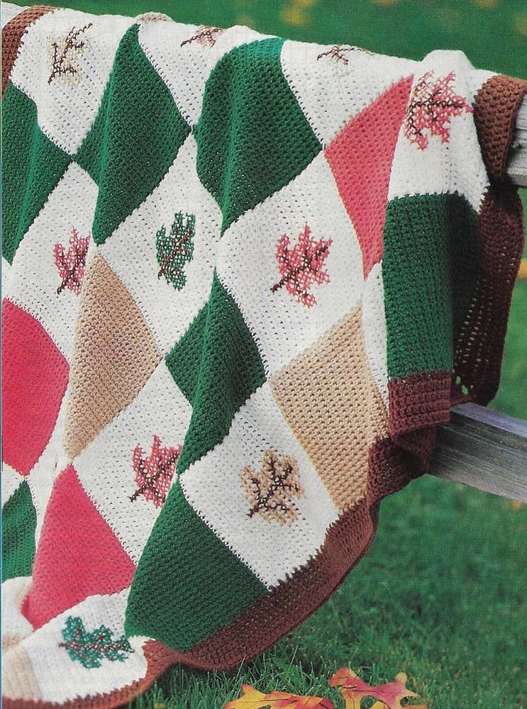 Patchwork Leaf Afghan crochet pattern instructions