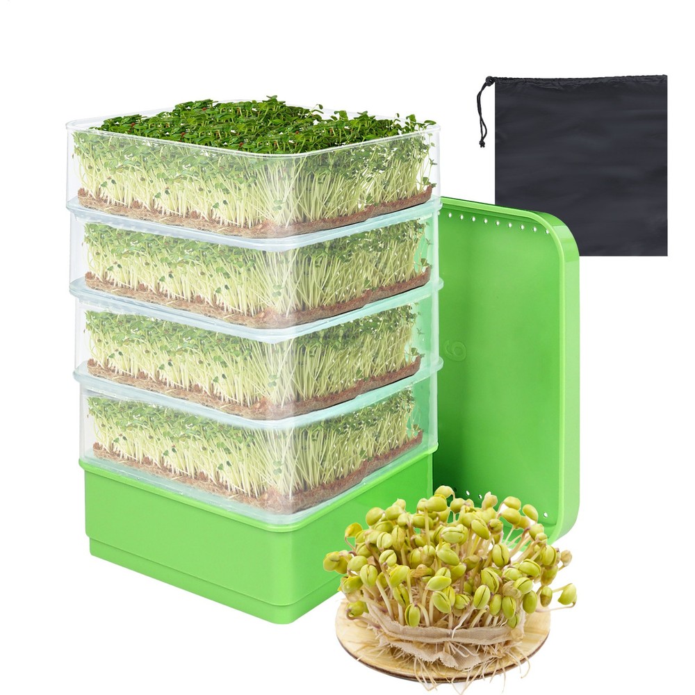 Seed Sprouter Dish Kit Stackable Seedling Starter Tray with Lid Microgreens