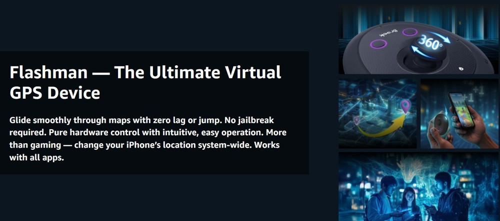 Brook Flashman Virtual GPS Joystick for iPhone,Bluetooth Location Controller V26