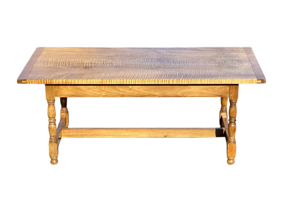 Vintage Antique Style Tiger Maple Coffee Table