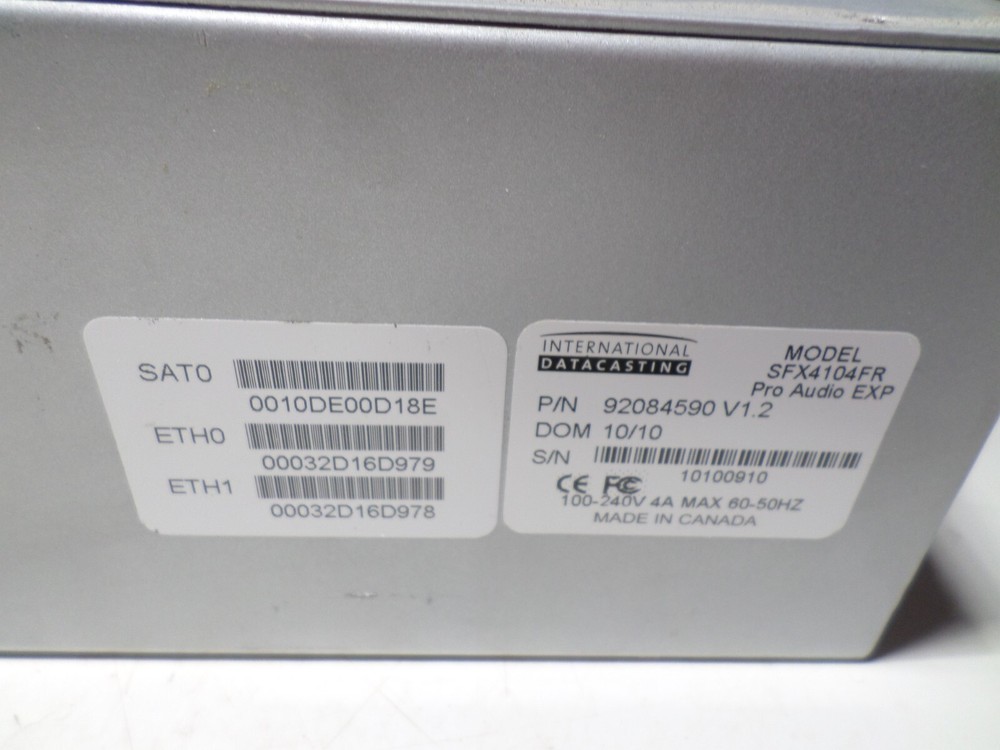 International Datacasting SFX4104FR SuperFlex Pro DVB-S Pro Audio Exp DV3