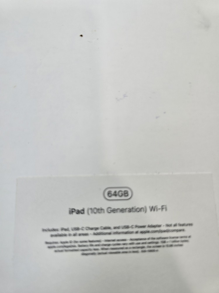 iPad box 10th Generation Silver 64GB EMPTY BOX ONLY