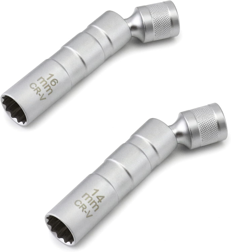 Magnetic Swivel Spark Plug Socket Set 14mm 16mm Thin Wall 3/8 Drive