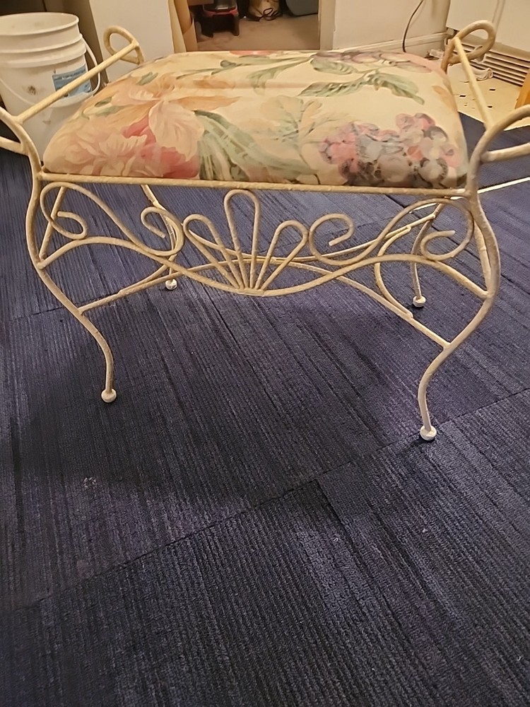 Vintage Wrought Iron Vanity Bench