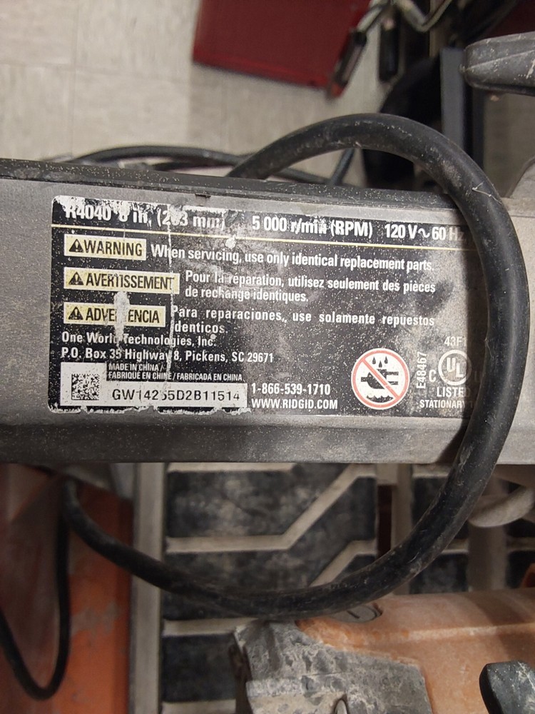 Ridgid Tools R4050, Wet Tile Saw