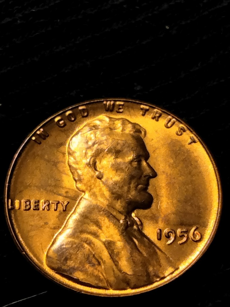 1956 P Lincoln Wheat Cent Retained Die Breaks Error