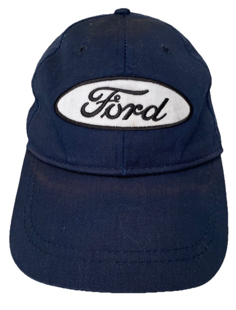 Ford Navy Blue Patch Logo Hat Cap Baseball W Hook & Loop Strap - One Size