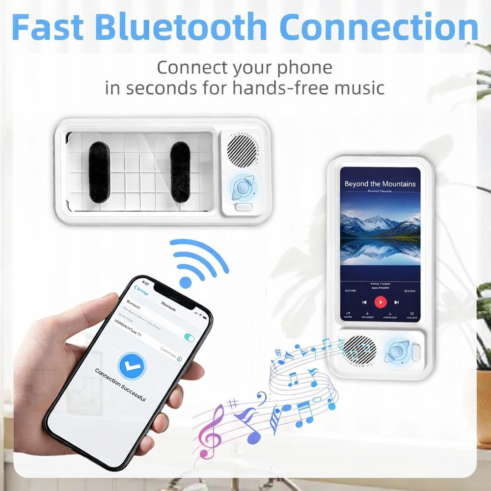 Waterproof Shower Phone Holder with Bluetooth Speaker and Touchscreen Case