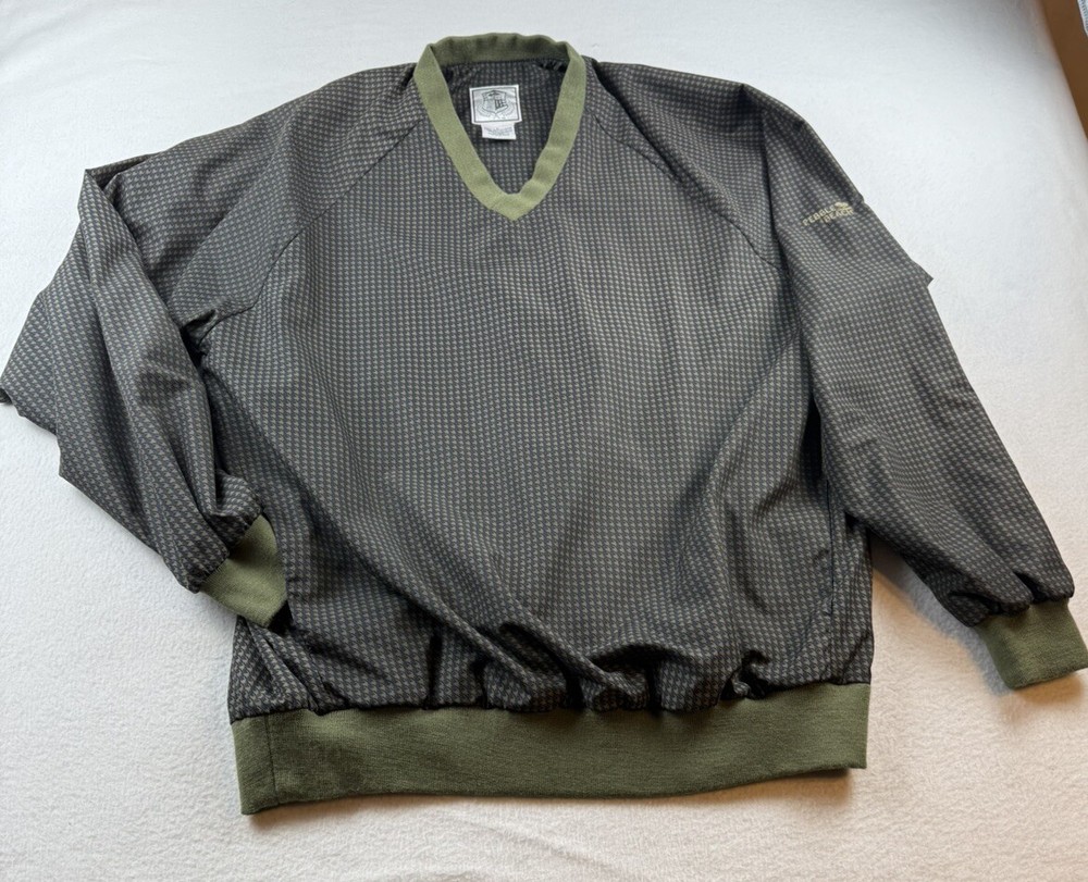 Pebble Beach V-Neck Pullover Windbreaker Jacket Houndstooth Golf Men's L