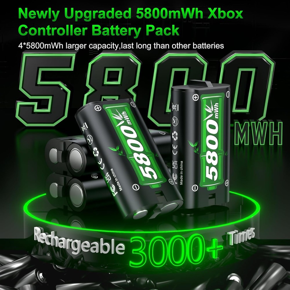 Rechargeable Xbox Controller Battery Pack with Charger - Multi-Compatibility