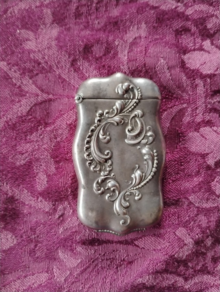 antique sterling silver match safe Embossed