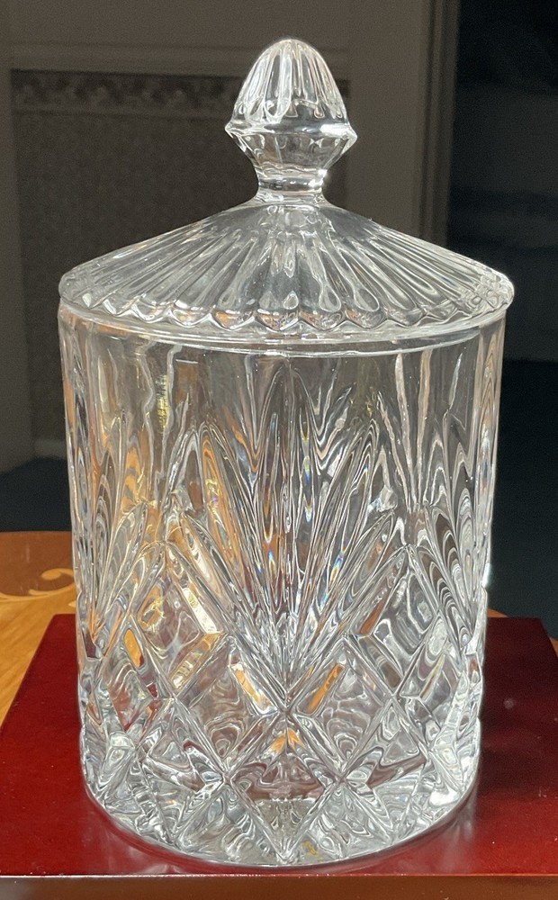 Crystal Biscuit Barrel with Lid Cracker Cookie Jar